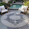 Homeroots 8' Black And Ivory Round Oriental Washable Indoor Outdoor Area Rug 597724 - alternate 2