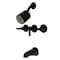 Kingston Brass Triple-Handle Tub and Shower Faucet with Knurled Handle, Matte Black KBX8130KNL - alternate 1
