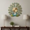 Homeroots 25" Blue Green And Gold Metal Silent Analog Peacock Novelty Wall Clock 626373 - alternate 2