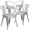 Flash Furniture Silver Metal Indoor-Outdoor Chair with Arms, PK4 4-CH-31270-SIL-GG - alternate 1
