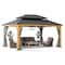 Sunjoy 12x16 ft. Wood Gazebo, Outdoor Patio Steel Hardtop Gazebo with 2-tier Metal Roof, Brown A102032660 - alternate 1