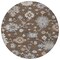 Homeroots 8' Chocolate Beige And Blue Round Floral Washable Indoor Outdoor Area Rug 606148 - alternate 3