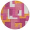 Homeroots 8' Pink Ivory And Orange Round Geometric Washable Indoor Outdoor Area Rug 613225 - alternate 3