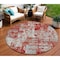 Homeroots 8' Red Gray And Ivory Round Abstract Washable Indoor Outdoor Area Rug 597994 - alternate 1
