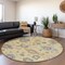 Homeroots 8' Gold Brown And Blue Round Floral Washable Indoor Outdoor Area Rug 606154 - alternate 2