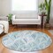 Homeroots 8' Aqua Mint Green And Silver Round Geometric Washable Indoor Outdoor Area Rug 589202 - alternate 2