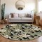 Homeroots 8' Black Beige And Fern Green Round Botanical Leaves Washable Indoor Outdoor Area Rug 618390 - alternate 3