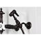 Kingston Brass Two-Handle Wall Mount Bridge Kitchen Faucet with Brass Sprayer, Oil Rubbed Bronze KS2445PXBS - alternate 2