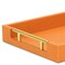 Homeroots 16" Orange And Gold Faux Shagreen Handmade Serving Tray With Handles 625650 - alternate 2