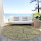 Homeroots 8' Brown Beige And Artichoke Green Round Floral Washable Indoor Outdoor Area Rug 588884 - alternate 2