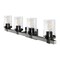 Jonathan Y Bungalow 32" 4-Light Iron/Seeded Glass Rustic Farmhouse LED Vanity Light, Black/Gray Oak Wood Finish JYL7510B - alternate 3