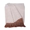Homeroots 50" X 60" Beige and Brown Woven Cotton Herringbone Throw Blanket with Fringe 548942 - alternate 3