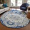 Homeroots 8' Navy Blue Ivory And Gray Round Oriental Washable Indoor Outdoor Area Rug 596640 - alternate 4