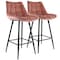 Elama 2 Piece Velvet Tufted Bar Chair in Pink with Metal Legs ELM-222-PNK - alternate 1