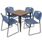 Regency Square Kahlo Breakroom Table W/ 4 Zeng Stack Chairs, 30 in W, 30 in L, Noble Oak TPL3030NOBK44BE - alternate 1