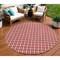 Homeroots 8' Red And Ivory Round Geometric Washable Indoor Outdoor Area Rug 614775 - alternate 1
