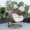 Leisuremod Mendoza Dark Brown Wicker Hanging 2 person Egg Swing Chair with Paupe Cushions MSCDBR-53TP - alternate 3