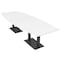 Skutchi Designs Boat Conference Table With Power Unit, 48 in W, 120 in L, White HAR-BOT-48x120-DOU.BK-W960-NA - alternate 1