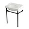 Kingston Brass 30" Ceramic Console Sink with Stainless Steel Legs, 8-Inch, 3-Hole, White/Matte Black KVPB30229W380 - alternate 1