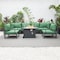 Leisuremod Hamilton 7-Piece Aluminum Patio Conversation Set With Fire Pit Table And Cushions, Green HSFBL-7G - alternate 3