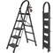 Wrightmaster 5-Step Iron Step Stool (9 ft. Reach), 330 lb. Load Capacity, with a Shelf and Anti-Slip Wide Pedals ZR-D5-BLACK - alternate 1