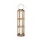 Homeroots 35" Natural And Brass Distressed Geometric Solid Wood And Metal Tabletop Lantern Candle Holder 609332 - alternate 1