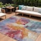 Homeroots 9' X 12' Orange Red And Teal Blue Abstract Washable Indoor Outdoor Area Rug 615618 - alternate 1