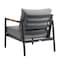 Armen Living Crown Aluminum and Teak Wood Outdoor Sofa in Black and Dark Gray SETODCRBLBX3 - alternate 3