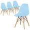Leisuremod Dover Plastic Dining Side Chair with Wooden Legs, Transparent Blue, 4PK EP19TBU4 - alternate 1
