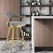 Homeroots 30" Gray and Gold Fabric and Stainless Steel Low Back Bar Height Swivel Bar Chair 569155 - alternate 1