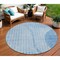 Homeroots 8' Denim Blue And Sky Blue Round Striped Washable Indoor Outdoor Area Rug 583066 - alternate 1