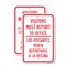 Signmission Visitors Must Report To Office - Los Visitantes Re, 18'' X 24'' 2 Signs, Heavy Gauge Aluminum, 2PK A-1824-2PACK-24687 - alternate 1