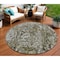 Homeroots 8' Brown Beige And Tan Round Abstract Washable Indoor Outdoor Area Rug 588452 - alternate 1