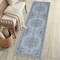 Jonathan Y Sersi Ornate Large Medallion Border Non-Slip Machine-Washable Blue Gray/Cream 2ft x 8ft Runner Rug WSH505F-28 - alternate 1