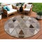 Homeroots 8' Brown Beige And Khaki Round Geometric Washable Indoor Outdoor Area Rug 583018 - alternate 1
