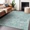 Homeroots 5' X 8' Teal Blue And Gray Damask Washable Indoor Outdoor Area Rug 603792 - alternate 3