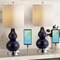 Jonathan Y Cora 22" Classic Vintage Glass LED Table Lamp with USB Charging Port, Navy, 2PK JYL1125B-SET2 - alternate 2