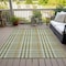 Homeroots 5' X 8' Olive Green Brown And Ivory Plaid Washable Indoor Outdoor Area Rug 601495 - alternate 2