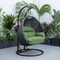 Leisuremod Mendoza Charcoal Wicker Hanging 2 person Egg Swing Chair with Dark Green Cushions MSCCH-53DG - alternate 2