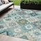 Homeroots 5' X 8' Teal Blue Beige And Ivory Southwestern Washable Indoor Outdoor Area Rug 632282 - alternate 1