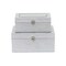 Homeroots Set of Two Silver Glass Wood And Shagreen Box With Lid, 2PK 489335 - alternate 2