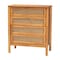 Baxton Studio Jenn Golden Brown Wood Japandi 4-Piece Queen Size Bedroom Set with Distressed-Finished Rattan 253-13897-13946-13947-13948-ZORO - alternate 3