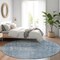 Homeroots 8' Blue And Beige Round Abstract Washable Indoor Outdoor Area Rug 616000 - alternate 3