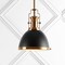 Jonathan Y Homer 10" 1-Light Modern Industrial Metal LED Dome Pendant, Black/Brass Gold JYL9535A - alternate 2