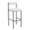Homeroots Set of Two 30" Ivory and Black Shearling and Steel Low Back Bar Height Bar Chairs 555748 - alternate 2