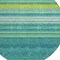 Homeroots 8' Teal Blue Lime Green And Turquoise Round Striped Washable Indoor Outdoor Area Rug 614841 - alternate 3