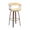 Homeroots 31" Cream And Wood Brown Faux Leather Swivel Bar Height Bar Chair 534469 - alternate 3