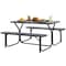 Gardenised Gray Outdoor Picnic Table Set with Benches, & Sturdy Metal Frame, Weather-Resistant, Seats 6 QI003911GY - alternate 1