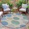 Homeroots 8' Teal Blue Ivory And Pale Aqua Round Geometric Washable Indoor Outdoor Area Rug 630593 - alternate 2