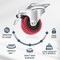 Powertec 2'' Swivel Plate Caster Wheels w/400 lbs Loads 2 with Brakes & 2 without, PU Castor Wheels, 4PK 17212N - alternate 5